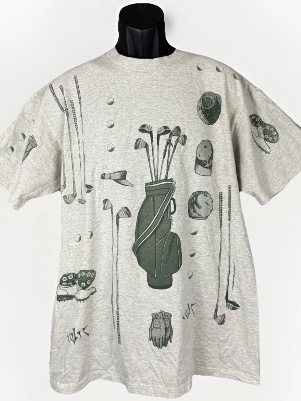 Vintage 1994 Painted Lady Rel-e-vant Products Golf T Shirt Made in USA AOP XL